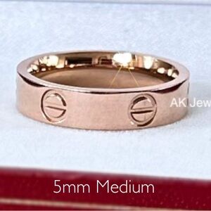 💎LUXURY 5mm PINK ROSE MEDIUM GOLD RING, Screw Design, GOLD Plated